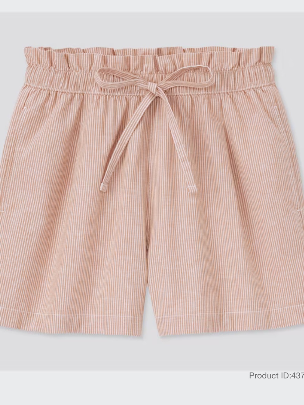 Uniqlo High-Waist Paperbag Cotton-Linen Relaxed Shorts Light orange sz lg NWT